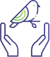 Ícone de mãos protegendo um passarinho